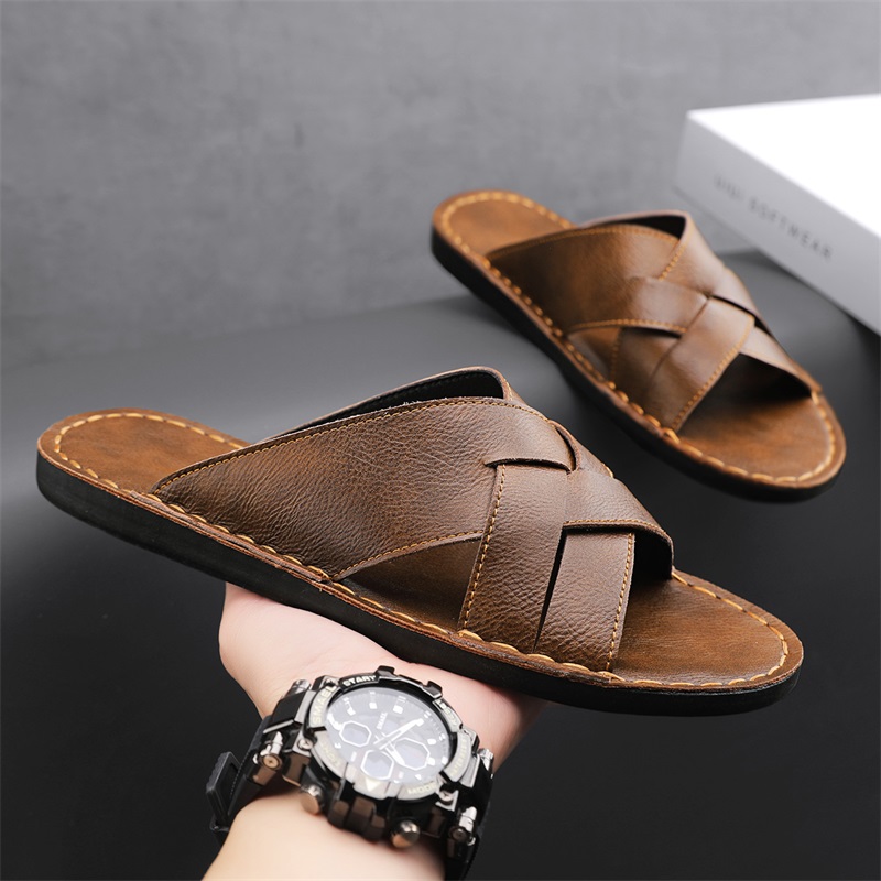 Flip Flop Leather Men - Hakiki Deri Erkek Rahat Sandalet Yaz