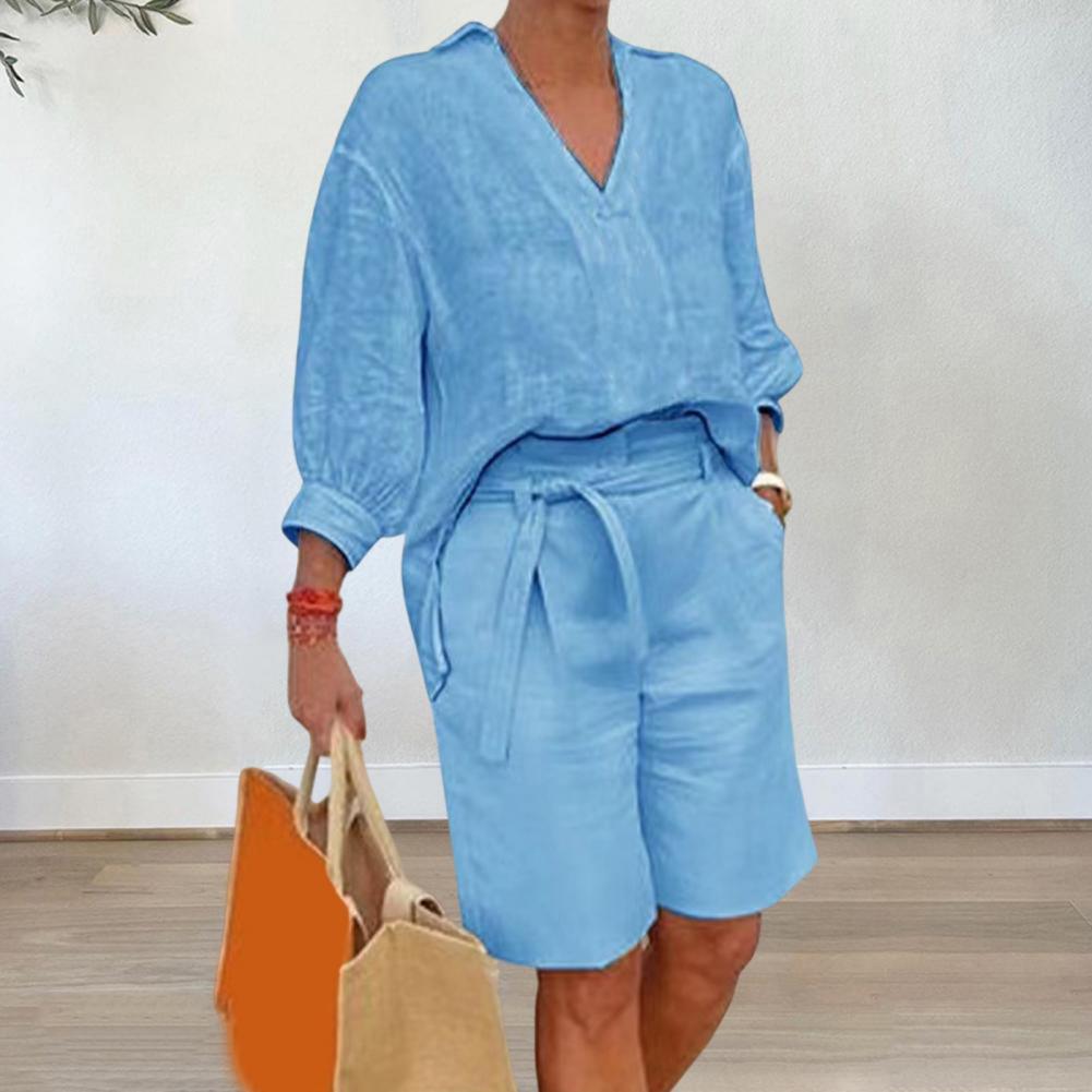 Linen Shirt Breathable - Pamuklu Keten Kadın İki Parçalı Takım