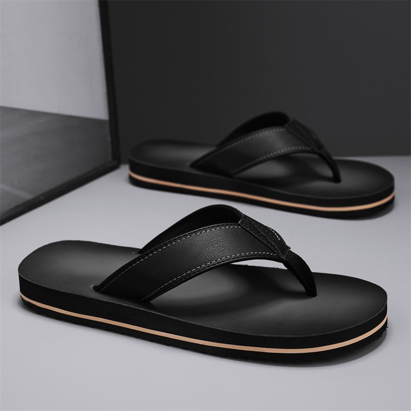 Flip Flop Leather Men - Erkek Vintage Yıkanmış Suni Deri Parmak