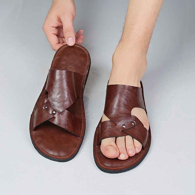 Flip Flop Leather Men - El yapımı Deri Terlik Erkekler Plaj
