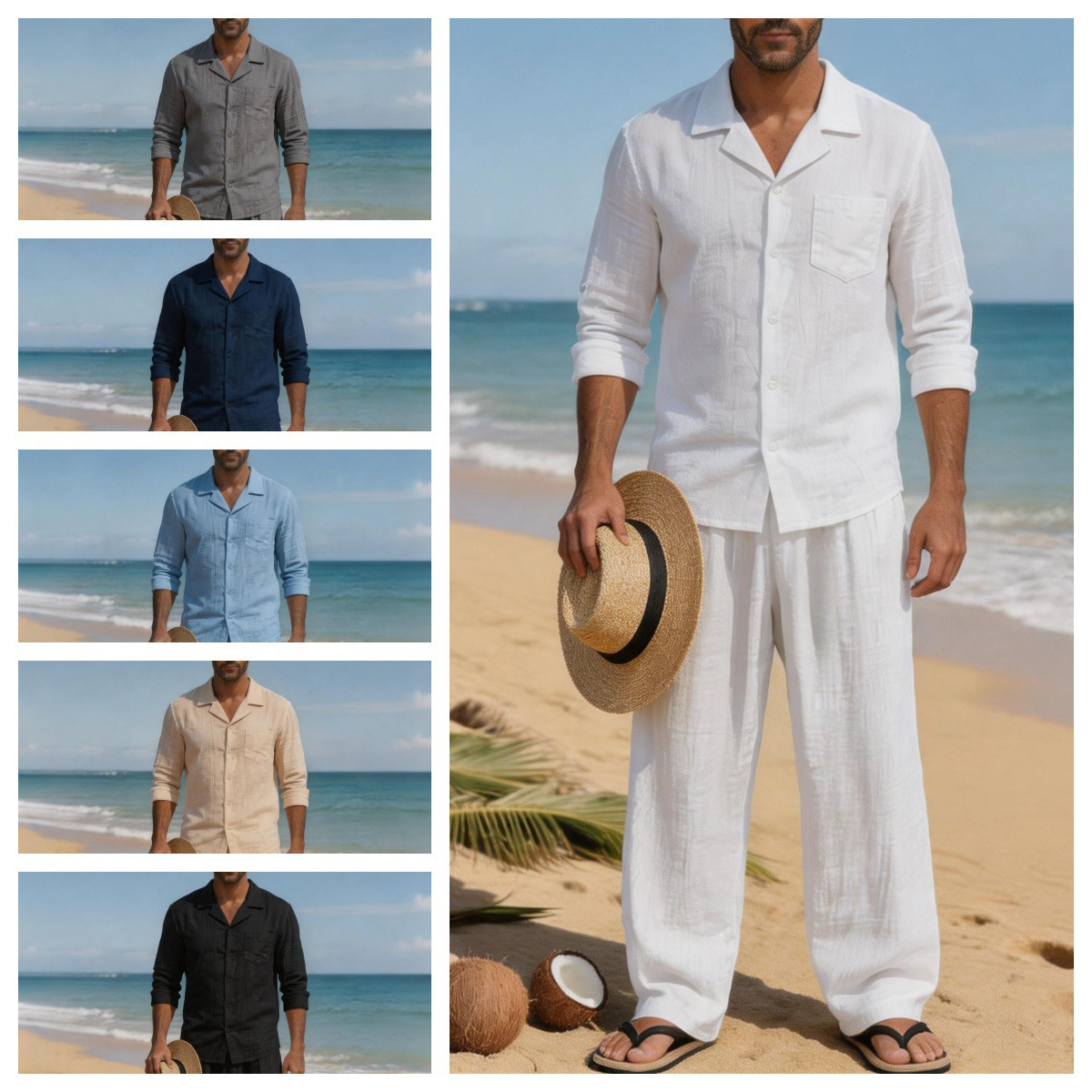 Linen Shirt Breathable - Keten Erkek Rahat Bol Nefes Alabilen