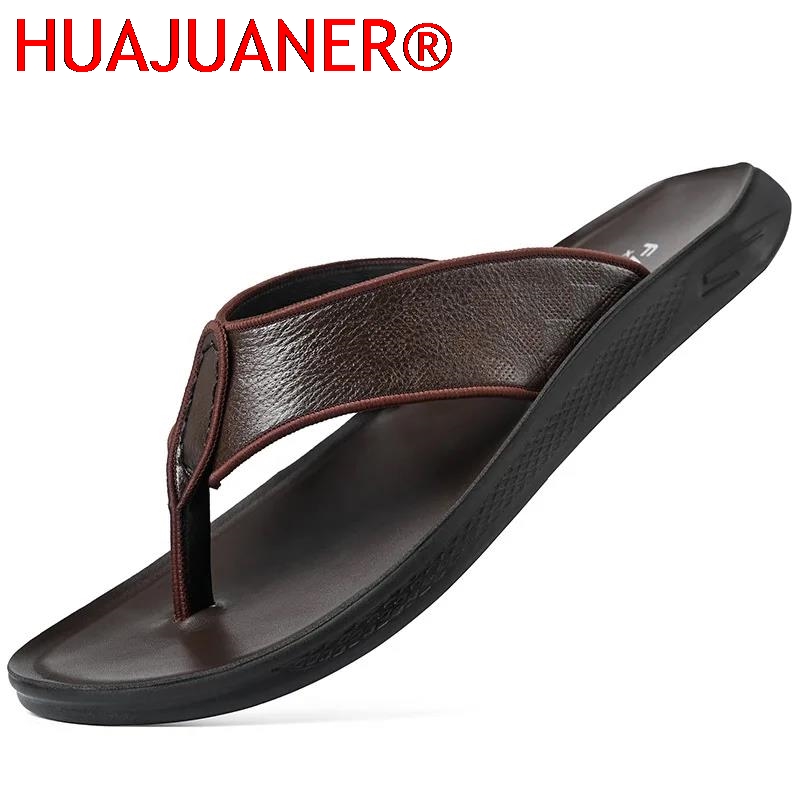 Flip Flop Leather Men - Günlük Dış Mekan Erkek Sandaletleri Yazlık