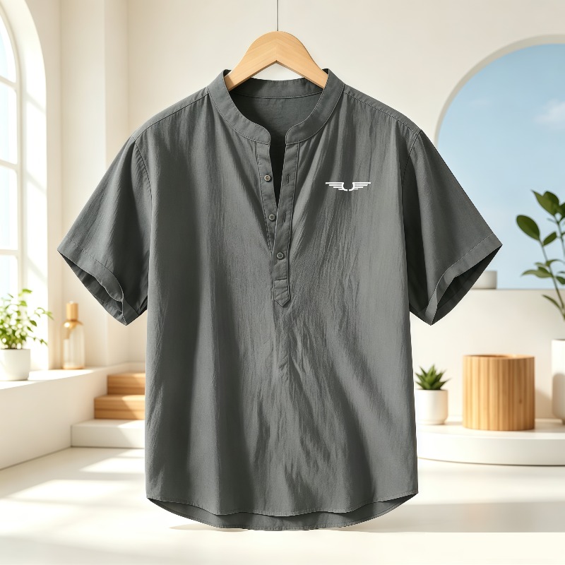 Erkek pamuklu ve keten Henley  - Linen Shirt Breathable incelemesi ve fiyatı