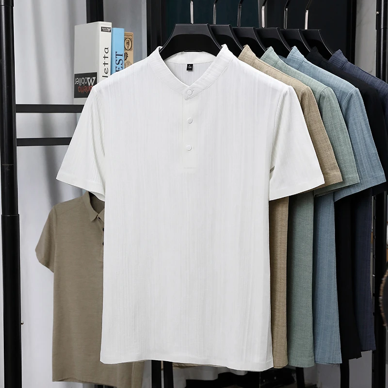Erkek Mandarin Yaka Yarım Düğm - Linen Shirt Breathable incelemesi ve fiyatı