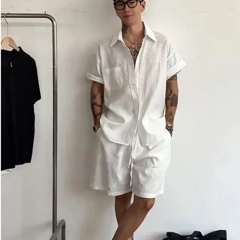 Erkek Keten Pamuklu 2 Parça Ta - Linen Shirt Breathable incelemesi ve fiyatı