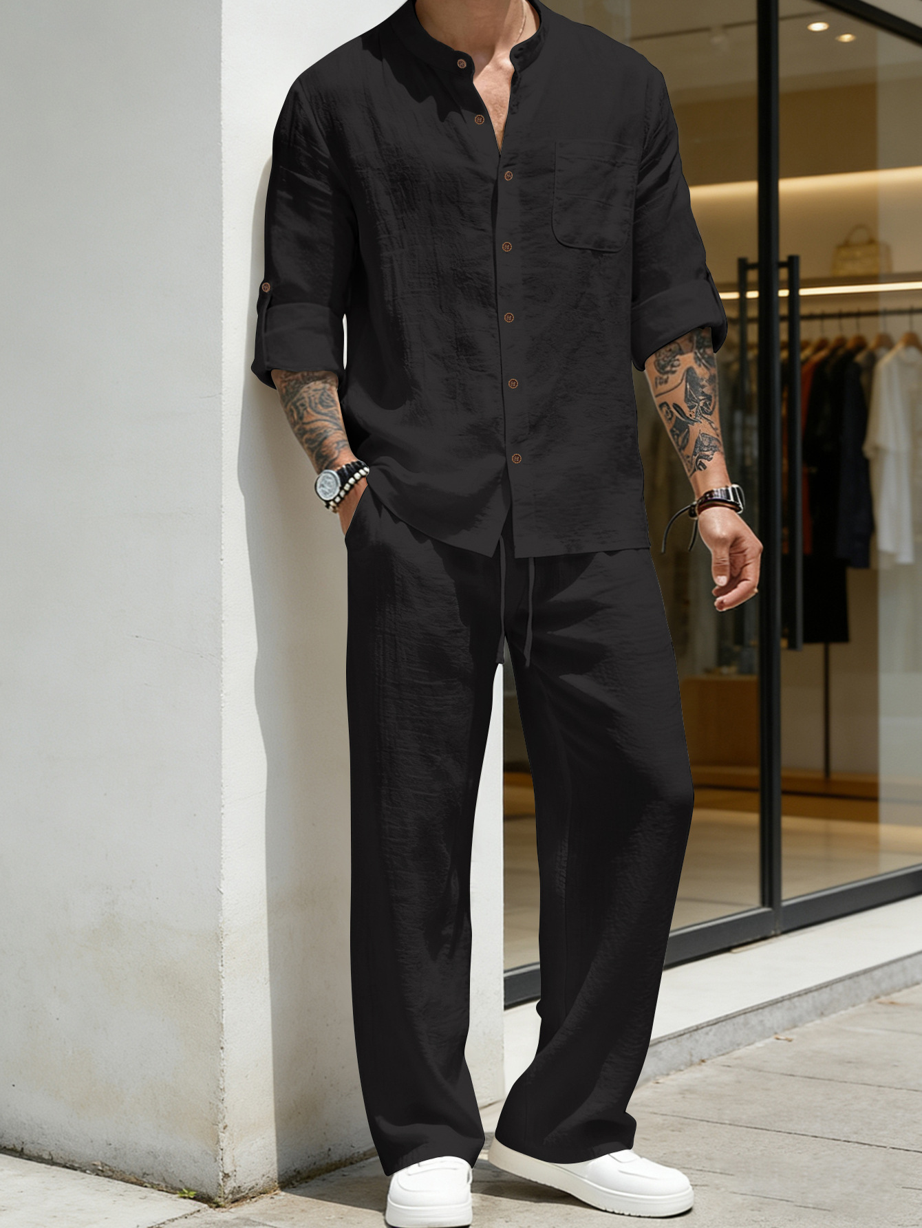 Takım Elbise Gevşek Keten Uzun - Linen Shirt Breathable incelemesi ve fiyatı
