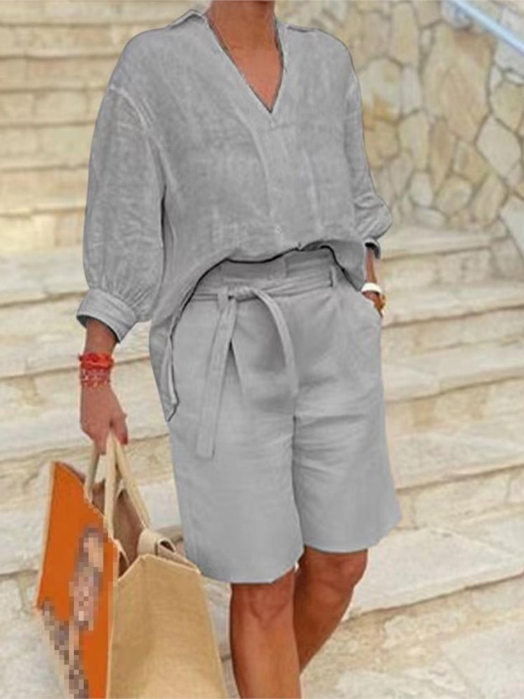 Kadın Takım Elbise Zarif Stil  - Linen Shirt Breathable incelemesi ve fiyatı