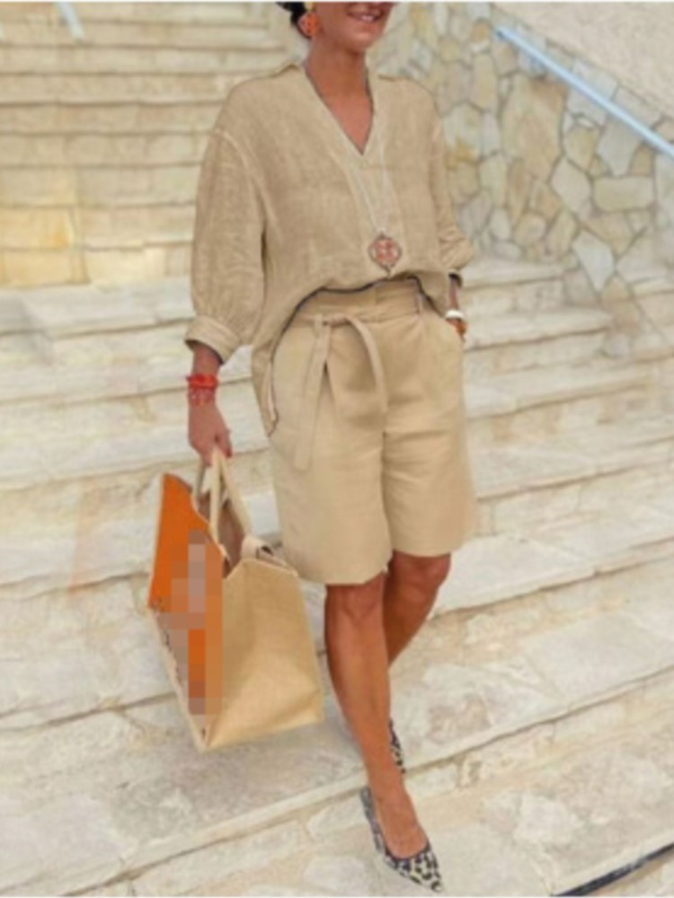 Kadın Takım Elbise Zarif Stil  - Linen Shirt Breathable incelemesi ve fiyatı